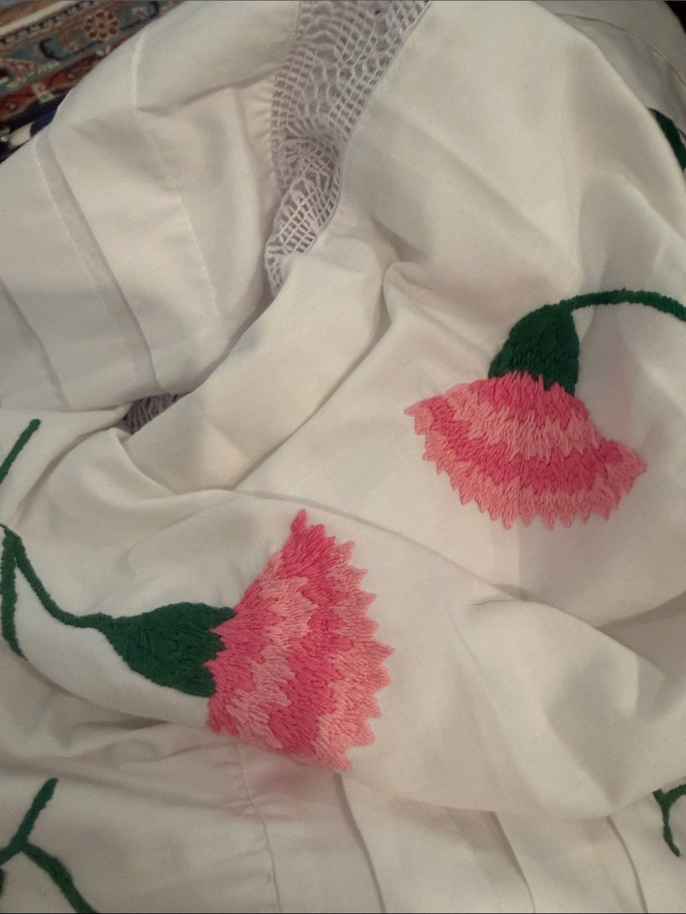 Mi Golondrina White Maxi Dress with Pink Floral Embroidery - Picture 8 of 8